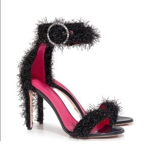 Oscar Tiye Black Glitter Heels in 37 1/2